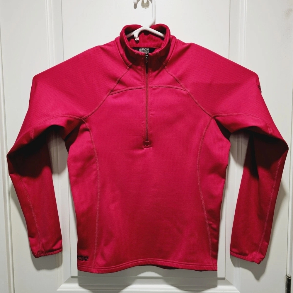 Outdoor Research Womens Large 1/4 Zip Pullover Pink Lightweight Thumb Holes